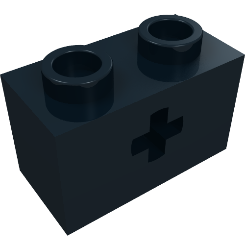 LEGO 32064a Technic, Brick 1 x 2 with Axle Hole and Inside Side Supports in Black - Authentic LEGO Part
