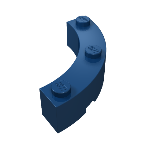 LEGO 48092 Brick, Round Corner 4 x 4 Macaroni with 3 Studs in Dark Blue - Authentic LEGO Part