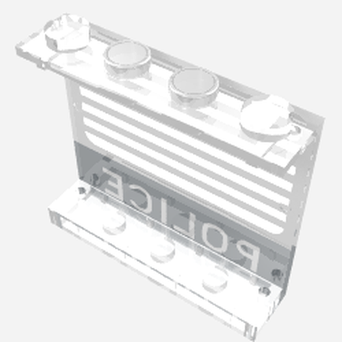 LEGO 4215ap18 Panel 1 x 4 x 3 - Solid Studs with Black 'POLICE' Bar and White Stripes Pattern - Main Product Image