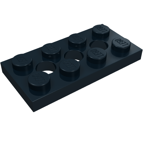 LEGO 3709b Light Bluish Gray Technic, Plate 2 x 4 with 3 Holes in Black - Authentic LEGO Part