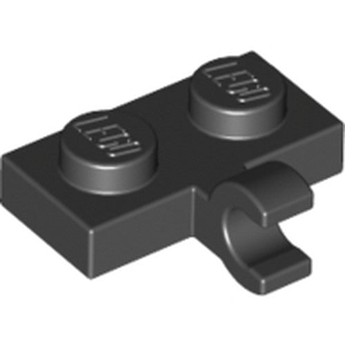 LEGO 11476 Plate, Modified 1 x 2 with Clip on Side (Horizontal Grip) in Black - Authentic LEGO Part