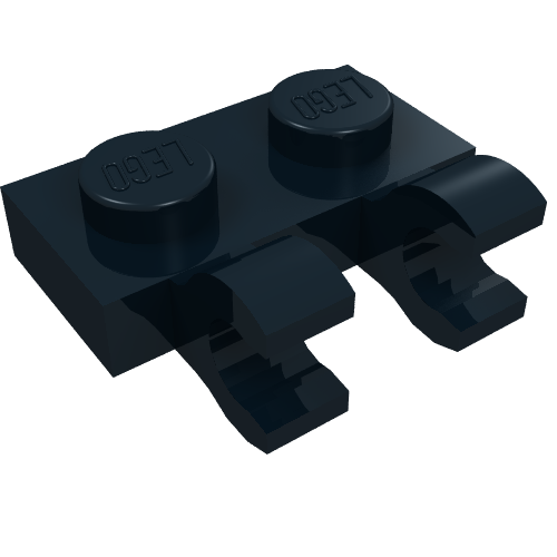 LEGO 60470b Plate, Modified 1 x 2 with 2 Open O Clips (Horizontal Grip) in Black - Authentic LEGO Part