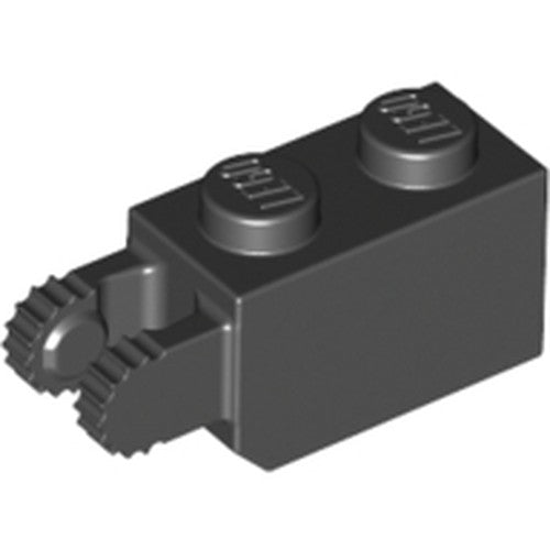 LEGO 30365 Hinge Brick 1 x 2 Locking with 2 Fingers Vertical End in Black - Authentic LEGO Part