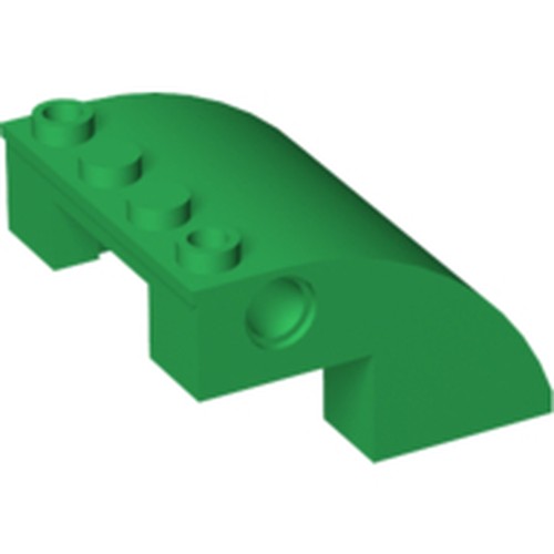 LEGO 61487 Slope, Curved 4 x 4 x 2 with 4 Studs and Pin Holes in Green - Authentic LEGO Part