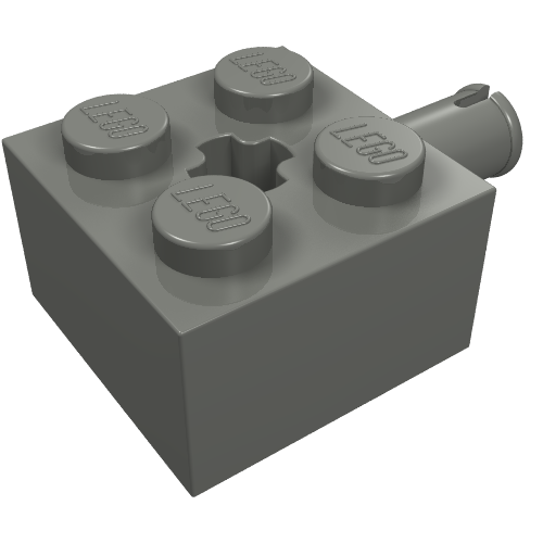 LEGO 6232 Brick, Modified 2 x 2 with Pin and Axle Hole in Dark Bluish Gray - Authentic LEGO Part