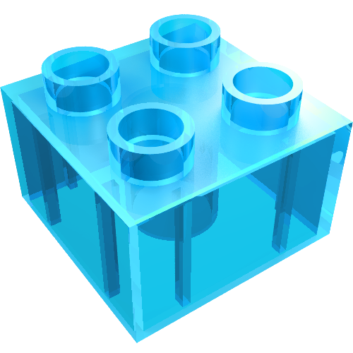 LEGO 3437 Duplo, Brick 2 x 2 in Trans-Light Blue - Authentic LEGO Part