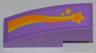 LEGO 50950pb061R Slope, Curved 3 x 1 with Orange and Yellow Shooting Star Pattern Model Right Side (Sticker) - Set 3183 - Main Product Image