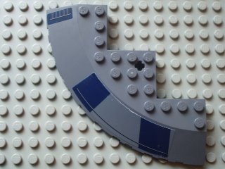 LEGO 58846pb04R Brick, Round Corner 10 x 10 with Slope 33 Edge, Axle Hole, Facet Cutout with Dark Blue Rectangles Pattern Model Right Side (Stickers) - Set 8016 - Main Product Image