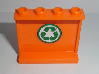 LEGO 60581pb058 Panel 1 x 4 x 3 with Side Supports - Hollow Studs with Green Recycling Arrows Pattern on Inside (Sticker) - Set 60118 - Main Product Image