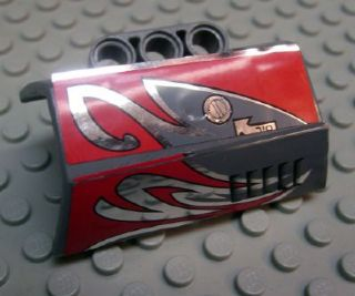 LEGO 61069pb004R Technic, Panel Engine Block Half / Side Intake with Red and Silver Flames, Oil Cap Pattern Model Right Side (Stickers) - Set 8493 - Main Product Image