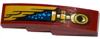 LEGO 61678pb091L Slope, Curved 4 x 1 with Gold Wing and Pipe Pattern Model Left Side (Sticker) - Set 70600 - Main Product Image