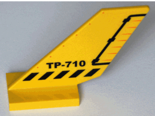 LEGO 6239px4 Tail Shuttle with Black 'TP-710', Danger Stripes, and Rudder Pattern - Main Product Image