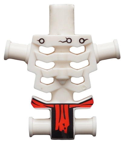 LEGO 93060pb04 Torso Skeleton, Angular Rib Cage with Rivets, Cracks and Red Loincloth Pattern - Main Product Image