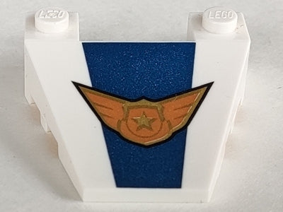 LEGO 93348pb006 Wedge 4 x 4 Taper with Stud Notches with Sky Police Logo Pattern - Main Product Image