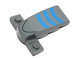 LEGO 93589pb003 Wedge 4 x 2 x 1 1/3 with 1 x 4 Base with Blue Stripes and Black Curved Line Pattern (Sticker) - Set 75012 - Main Product Image