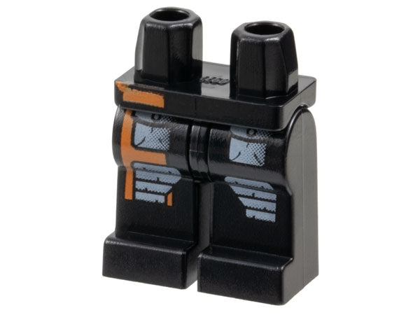 LEGO 970c00pb0006 Hips and Legs with Light Gray Pockets and Knee Pads, Orange Stripe Pattern - Main Product Image