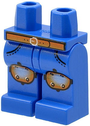 LEGO 970c00pb0010 Hips and Legs with Brown Belt with Silver Buckle, Knee Pads Pattern - Main Product Image
