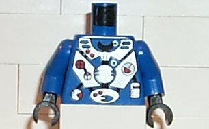 LEGO 973pb0047c01 Torso Aquazone Hydronaut Silver Diving Pattern 1 / Arms / Black Hands - Main Product Image