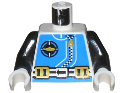 LEGO 973px170c01 Torso Aquazone Aquanaut Sub Logo, Zipper, and Weight Belt Pattern / Black Arms /  Hands - Main Product Image