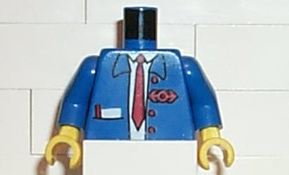 LEGO 973px32c01 Torso Train Suit Open, Notepad, Red Long Tie and Logo Pattern /  Arms / Yellow Hands - Main Product Image