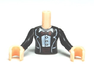 LEGO FTGpb026c01 Torso Mini Doll Girl Black Jacket Formal with Bow Tie and Cummerbund Pattern, Arms with Hands with Black Sleeves - Main Product Image