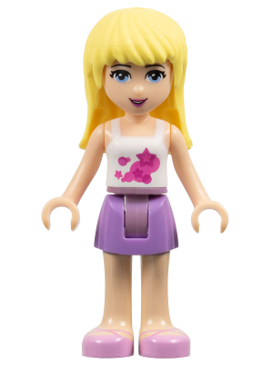 LEGO Minifigure frnd002 - Friends Stephanie - Medium Lavender Skirt, White Top - Authentic LEGO Minifigure Main Image