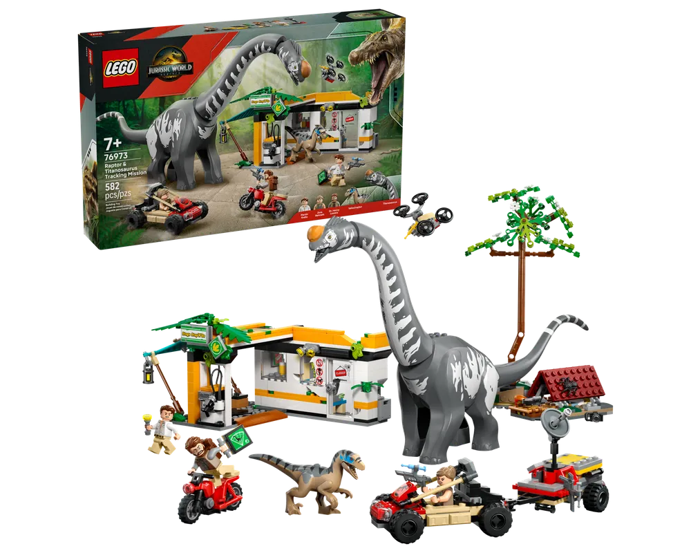 LEGO Jurassic World 76973 - Raptor & Titanosaurus Tracking Mission - Authentic LEGO Set Main Image