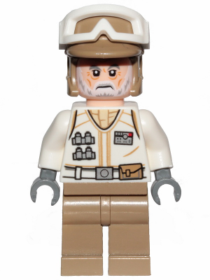LEGO Minifigure sw1014 - Hoth Rebel Trooper White Uniform, Dark Tan Legs (White Beard) - Authentic LEGO Minifigure Main Image