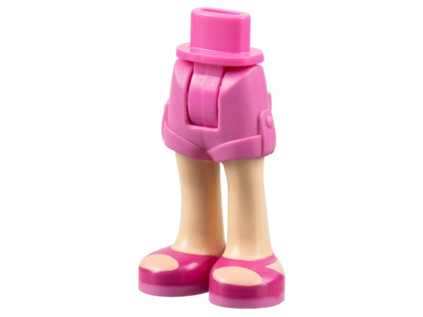 LEGO 11202c00pb03 Mini Doll Hips and Shorts Folded Hem with Light Nougat Legs and Magenta Sandals with  Soles Pattern - Thick Hinge - Main Product Image