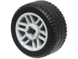 LEGO 11208c01 Wheel 14mm D. x 9.9mm with Center Groove, Fake Bolts and 6 Double Spokes with  Tire 21 X 9.9 (11208 / 11209) in Light Bluish Gray - Authentic LEGO Part
