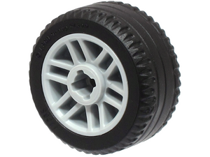 LEGO 11208c01 Wheel 14mm D. x 9.9mm with Center Groove, Fake Bolts and 6 Double Spokes with  Tire 21 X 9.9 (11208 / 11209) in Light Bluish Gray - Authentic LEGO Part