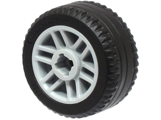 LEGO 11208c01 Wheel 14mm D. x 9.9mm with Center Groove, Fake Bolts and 6 Double Spokes with  Tire 21 X 9.9 (11208 / 11209) in Light Bluish Gray - Authentic LEGO Part