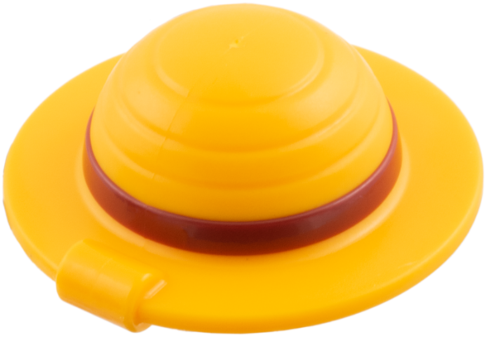 LEGO 112531pb01 Minifigure, Headgear Straw Hat with Bar Handle with Molded Dark Red Band Pattern - Main Product Image