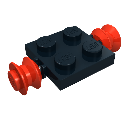 LEGO 122c01 Plate, Modified 2 x 2 with Red Wheels - Main Product Image