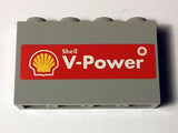 LEGO 14718pb003 Panel 1 x 4 x 2 with Side Supports - Hollow Studs with Shell Logo and &#39;Shell V-Power&#39; on Red Background Pattern (Sticker) - Set 40194 - Main Product Image