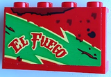 LEGO 14718pb061R Panel 1 x 4 x 2 with Side Supports - Hollow Studs with 'EL FUEGO', Oil Stains, Bright Green and Bright Light Yellow Lightning Pattern Model Right Side (Sticker) - Set 70421 - Main Product Image