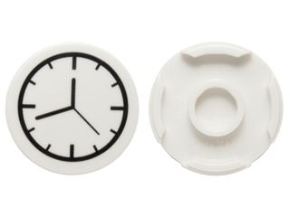 LEGO 14769pb001 Tile, Round 2 x 2 with Bottom Stud Holder with Clock Pattern - Main Product Image