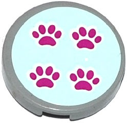 LEGO 14769pb037 Tile, Round 2 x 2 with Bottom Stud Holder with 4 Paw Prints on Light Aqua Background Pattern (Sticker) - Set 41085 - Main Product Image