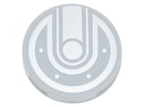 LEGO 14769pb226 Tile, Round 2 x 2 with Bottom Stud Holder with Silver Lines, Bolts/Dots Pattern - Main Product Image