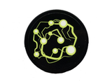 LEGO 14769pb309 Tile, Round 2 x 2 with Bottom Stud Holder with Lime Energy Pattern (Sticker) - Set 70418 - Main Product Image