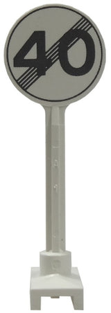 LEGO 14pb02 Road Sign Round with Gray End Of Maximum Speed 40 Pattern - Main Product Image
