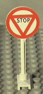 LEGO 14pb06 Road Sign Round with &#39;STOP&#39; in Triangle Pattern - Main Product Image