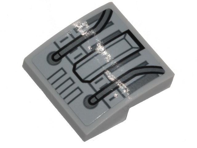 LEGO 15068pb219 Slope, Curved 2 x 2 x 2/3 with SW Millennium Dark Bluish Gray Wires and Panels Pattern (Sticker) - Set 75257 - Main Product Image