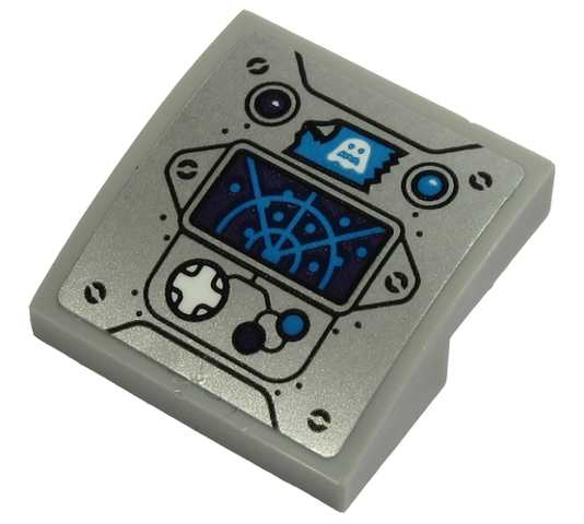 LEGO 15068pb237 Slope, Curved 2 x 2 x 2/3 with Control Panel with Radar Screen, White Ghost on Patch, White Joystick, Buttons and Lights Pattern (Sticker) - Sets 70427 / 70430 / 70431 / 70432 - Main Product Image