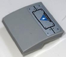 LEGO 15068pb432 Slope, Curved 2 x 2 x 2/3 with Silver Plates and White Lightning Bolt on Dark Azure Triangle Warning Sign Pattern (Sticker) - Set 70424 - Main Product Image