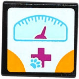 LEGO 15210pb135 Road Sign 2 x 2 Square with Open O Clip with Magenta Cross, Animal Paw and Weight Scale Pattern (Sticker) - Set 41085 - Main Product Image