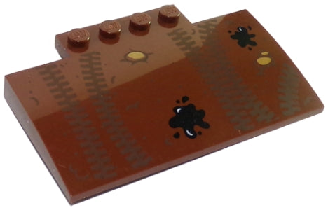 LEGO 15625pb017 Slope, Curved 5 x 8 x 2/3 with 4 Studs with Tire Tracks and Oil Splotches Pattern - Main Product Image