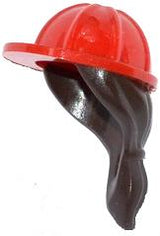 LEGO 16178pb01 Minifigure, Headgear Helmet Construction with Molded Dark Brown Ponytail Hair Pattern - Main Product Image