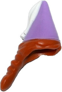 LEGO 17348pb01 Minifigure, Hair Combo, Hair with Hat, Hair in Braid and Medium Lavender Cone with White Ribbon Pattern - Main Product Image