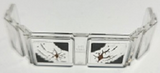 LEGO 17457pb002 Glass for Train Front 2 x 6 x 2 with Dark Brown Cracks and Holes and Dark Bluish Gray Mud Pattern (Stickers) - Set 70424 - Main Product Image